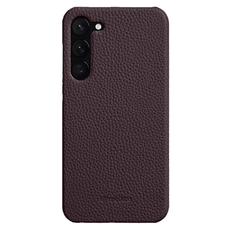 MELKCO For Samsung Galaxy S22 5G Genuine Cow Leather Coated PC Phone Shell Incomplete Cover
