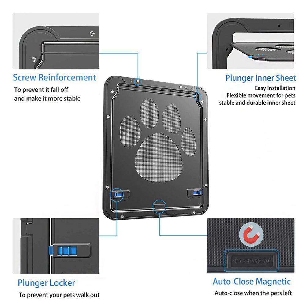 Dog Door for Screen Door,  Cat Door for Window Screen,Flap Opening 8 x 10 inches, ,Lockable Magnetic Flap Screen