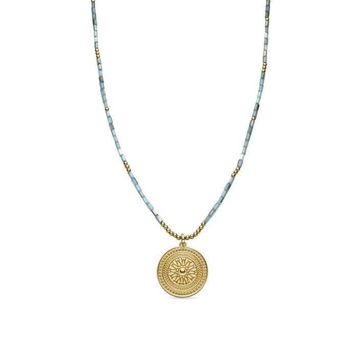 Collier Luxenter Avec Cristal Bleu Finition or 18k - Thyu