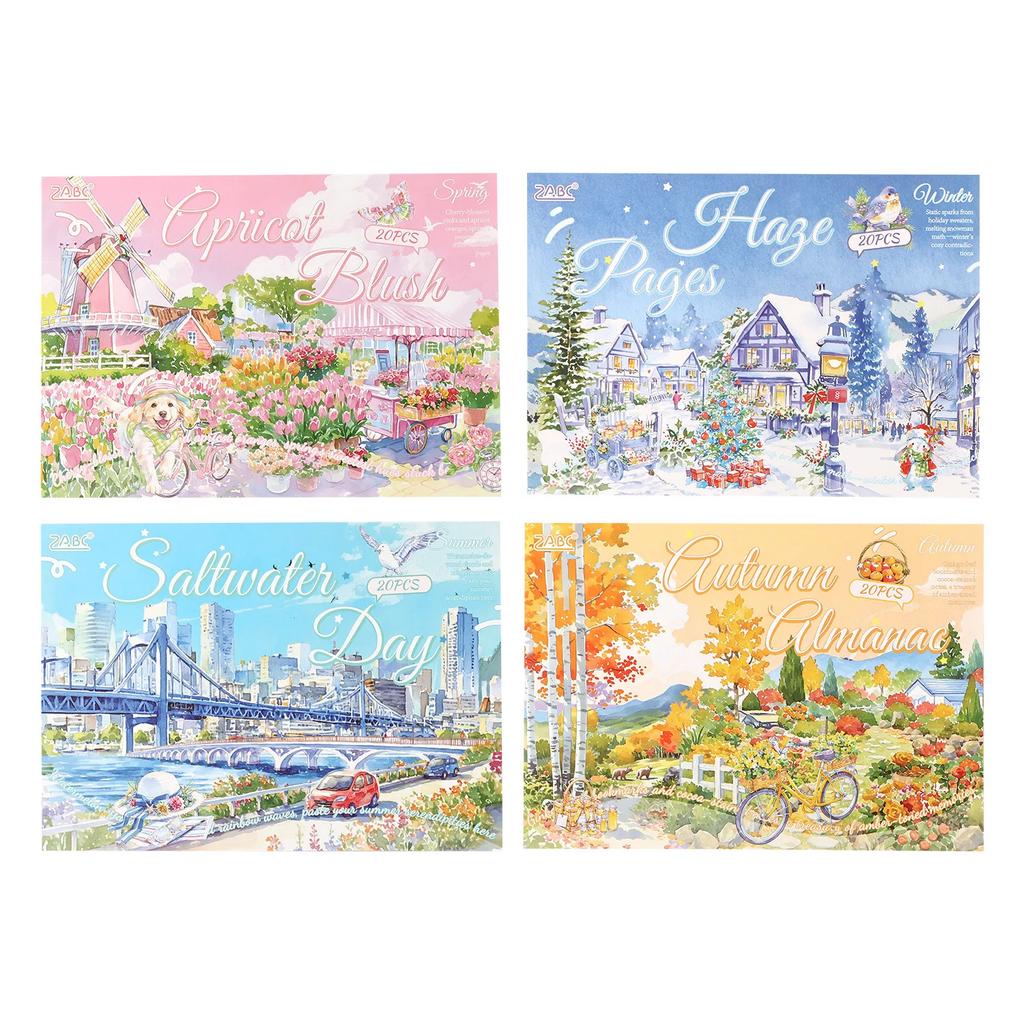 JIANWU Four Times Scenery Series Vintage Plant Tree Landscape Material Collage PET Sticker Creative DIY Journal Stationery
