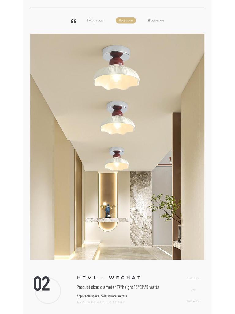 Vintage Kremowy Kwiatowy Plafon do Korytarza lub Przedpokoju