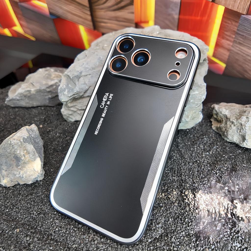 Applicable iPhone 17Promax mobile phone case Apple 16 metal matte 15PRO contrasting color anti-drop protective case
