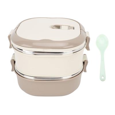 Boîte à Lunch Acier Inoxydable 304 Portable Isotherme Hermétique Étudiant Boîte Bento avec Cuillère pour l'École