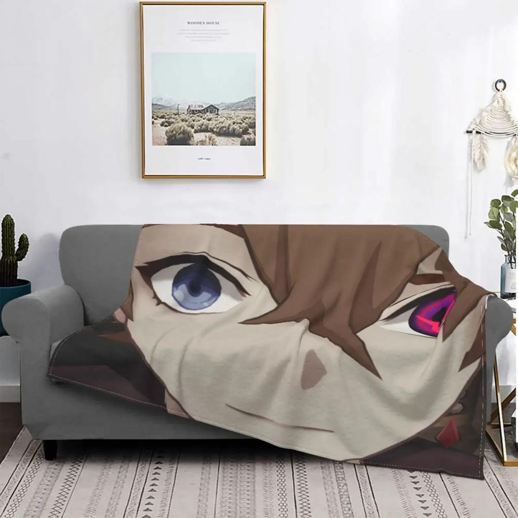 Childe Genshin Impact-Decke, Flanell, Ajax-Herbst-Anime, atmungsaktiv, superwarm, Überwurfdecken für Bettwäsche, Reisen, Bettwäsche, Überwürfe