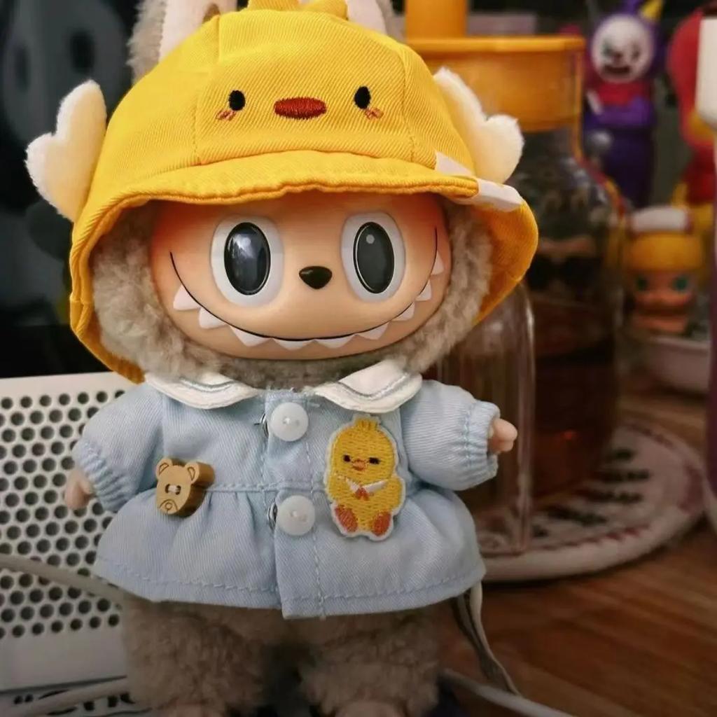 17cm Kawaii Labubu Lisa Stejné oblečení Pád v sérii Wild The Monsters Labubu Plyšová panenka Výměna oblečení DIY Sukně Hra Vlastní