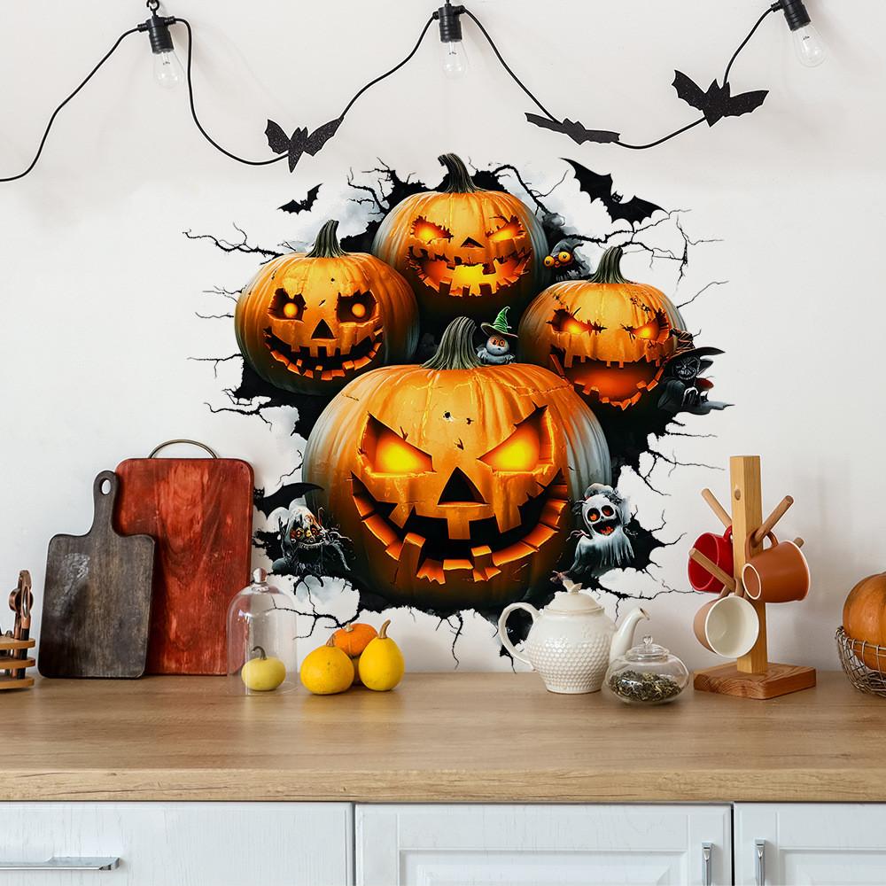 Sticker Spooky Wall Pvc Halloween Pumpkin Bat Sticker For Home Decor Restaurant