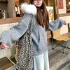 Big Collar Sweater Cardigan Jacket for Women Autumn Winter Loose Fit Slimming Knit Sweater