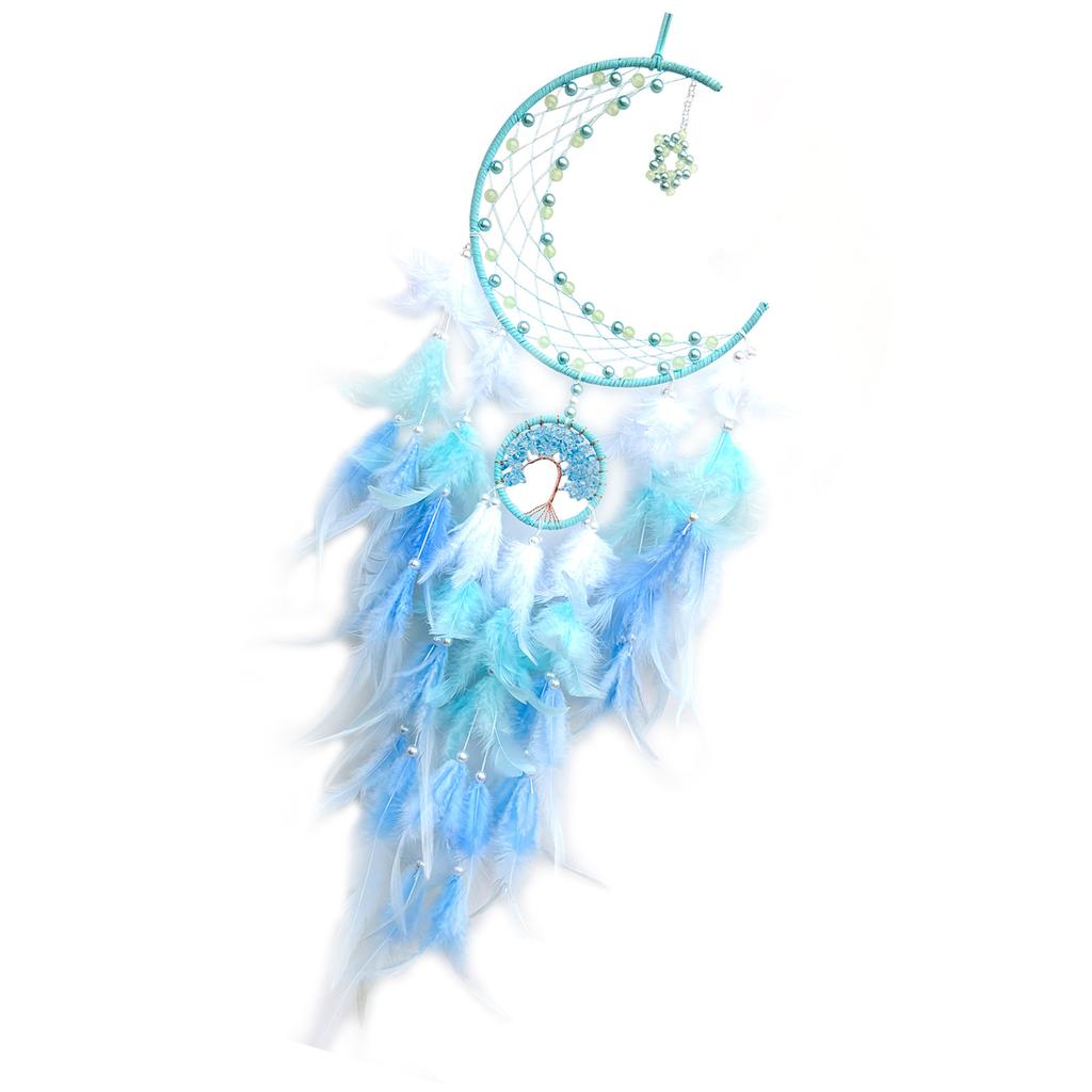 Night Glowing Beads Dreamcatchers Star Moon Feathered Windchimes Wall Hanging Ornament for Eid Ramadans Car Decoration