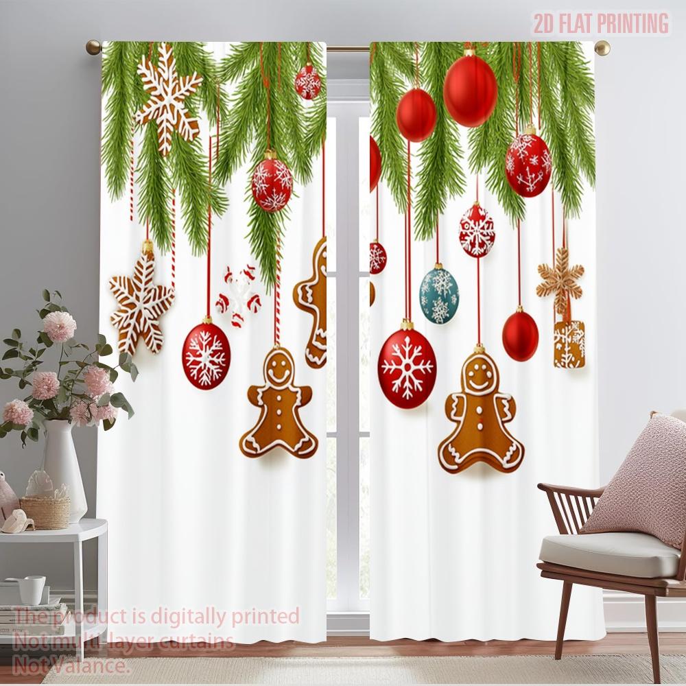 

2pcs,2D plane printing Curtains Roller Blinds Christmas Decorations Hanging Winter Holiday (2) Versatile Durable Polyester 52.50×116.00 CM 2pcs