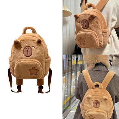 Women Plush Dolls Backpacks Teenages Capybara Backpacks Mini Knapsacks Bag Student School Backpacks Girl Small Backpacks