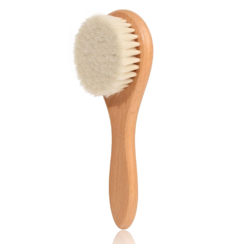 Newborns Baby Soft Hair Brush Ultra-Soft Natural Wool Bristles Brush Promotes Health Scalp Hair Growth For Hair Care Massage