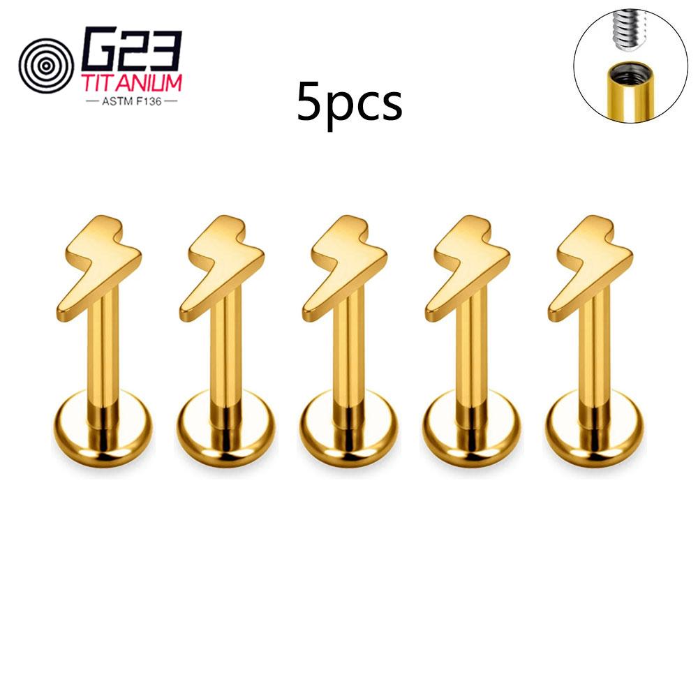 5Pcs/lot Lover Gift ASTM F136 Titanium 16G Cartilage Tragus Earrings Ear Lip Helix Studs Tongue Nail Body Piercing Jewelry