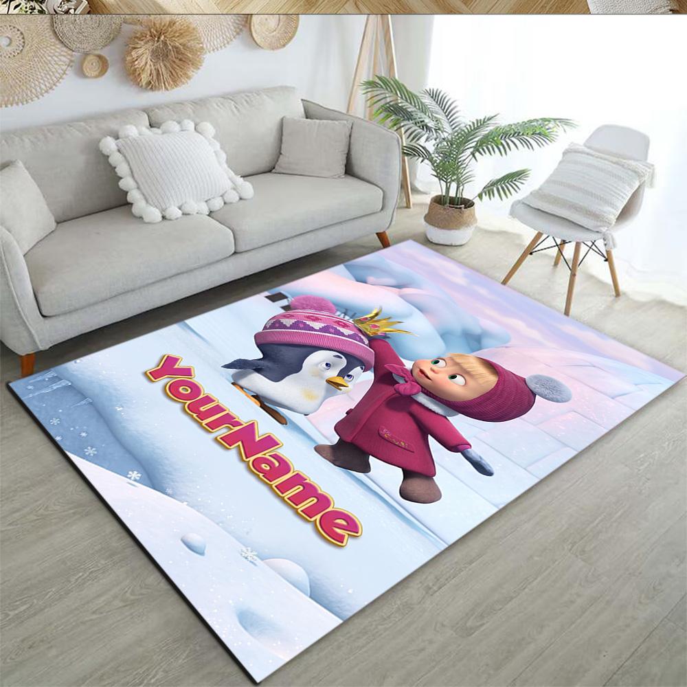 Masha Bear Customize Text Area Rug Suitable for Entryway Living Rooms Outdoor Hallway Antislip Carpet Office home decor Spiritual Gift
