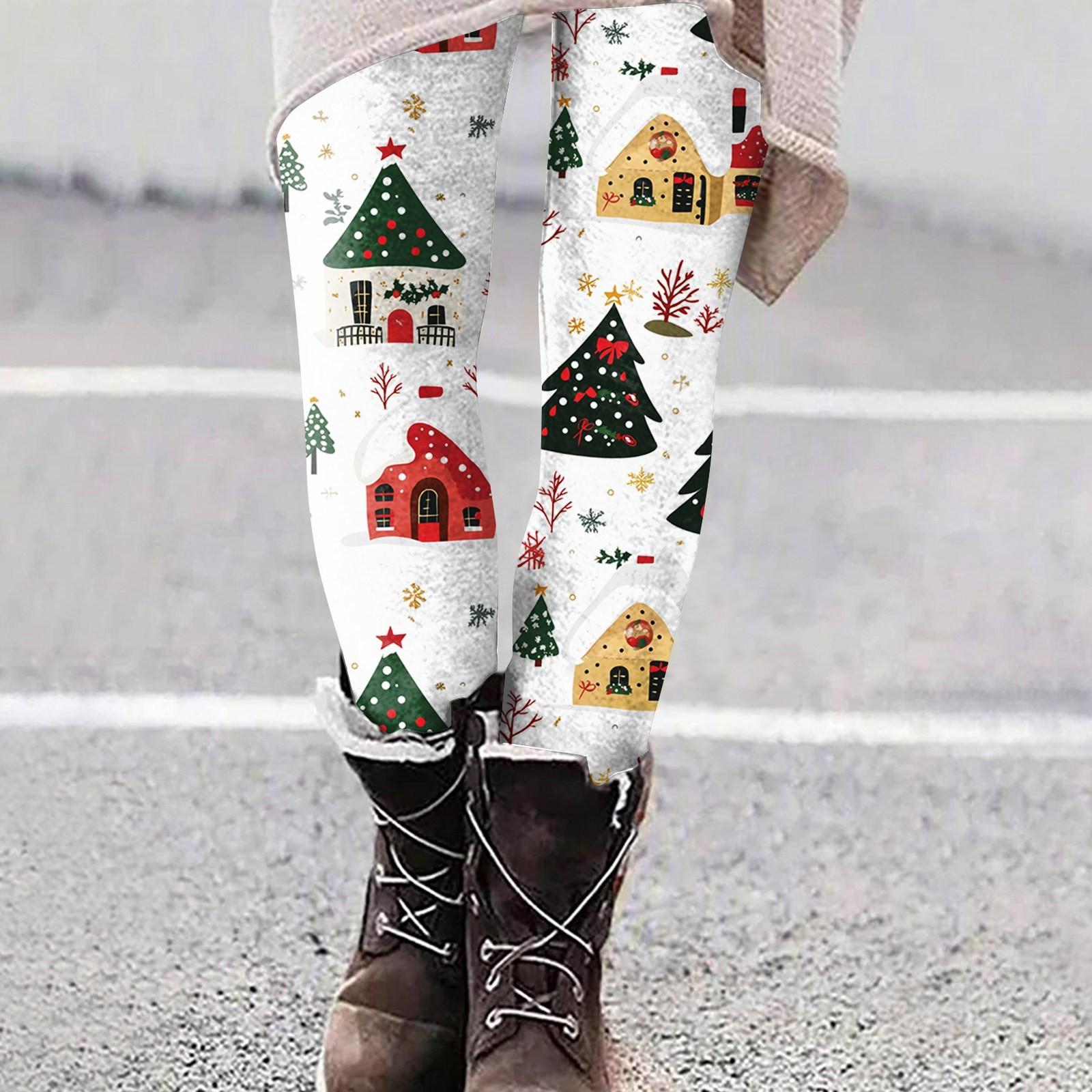 

Женские повседневные уличные брюки с рождественским узором, облегающие эластичные укороченные брюки для йоги XL