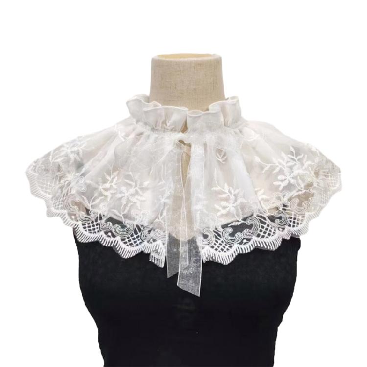 Съемный воротник-жабо, вышитый шаль в стиле Ренессанса для рубашки или платья 1 белый