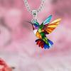 Rainbow Hummingbird Necklace Acrylic Colorful Bird Pendant Necklace Lightweight Fashion Necklace Jewelry Gift for Women Bird Lovers