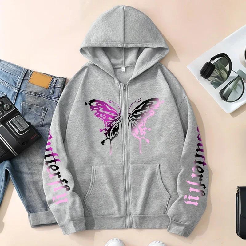 Women's Zipper Hoodie 3 Styles Pattern Printed Sweatshirts All Season Female Urban Casual Fashion Y2K Coats Streetwear Jackets