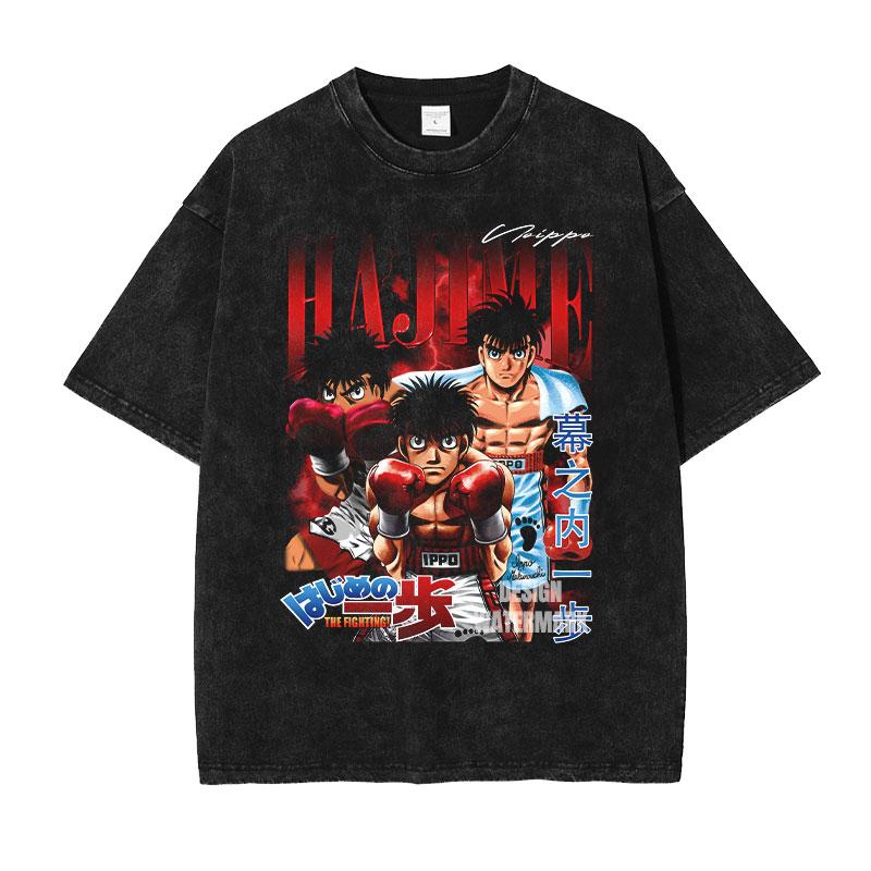 Anime MMakunouchi IIppo Tshirts Oversized Vintage Washed HHajime No Ippo T Shirt Manga The FFighting T Shirt for Man Cotton