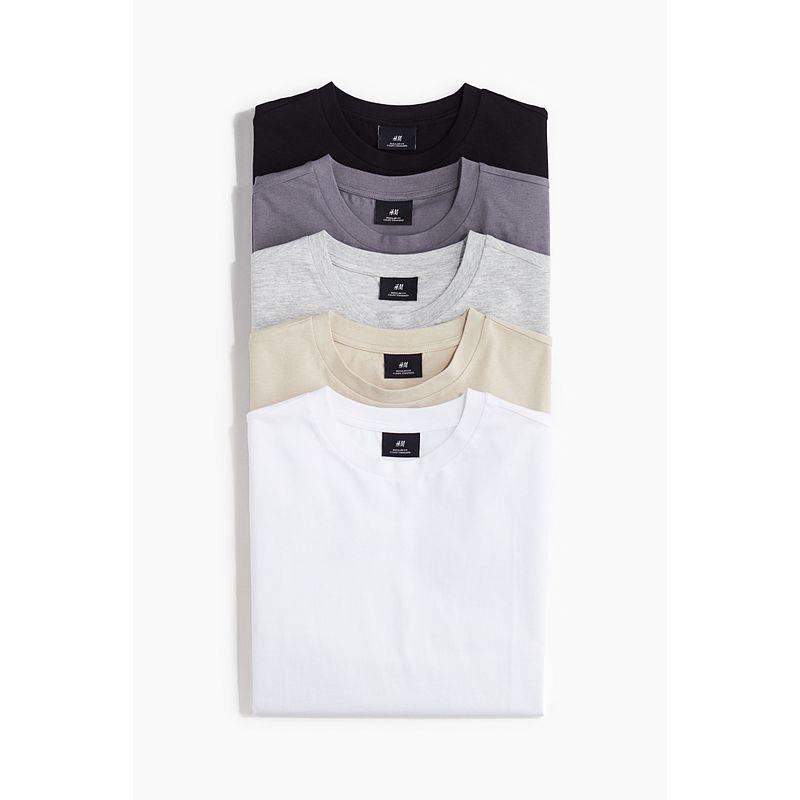 

HM Мужская одежда Женская футболка 5 штук 2025 Лето Простая и стильная Мягкое нижнее белье С коротким рукавом Топ 1216851