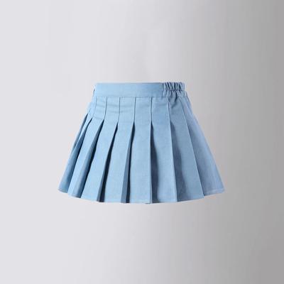 Girls Denim Pleated Skirt 2025 New Blue Fashion All-match School Teen Children Short Skirt Casual Kids A-line Skirt with Shorts