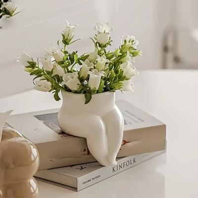 Fashionable Creative Figure Flowerpot Desktop Ornament Dried Flower Arrangement Nordic Style Seated Flowerpot Home Decoration