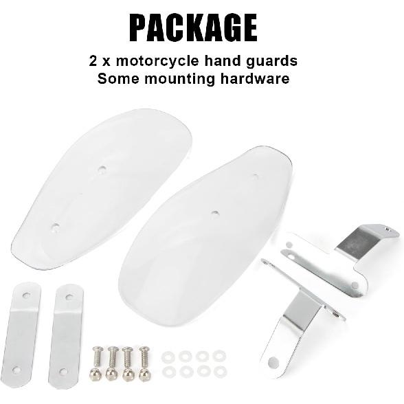 Motorcycle Universal Handguards, PSLER Motorcycle Hand Grip Guards for Motorbike Choppers, Crusiers and Touring, with 10mm Direct Thread Bolt, Clear
