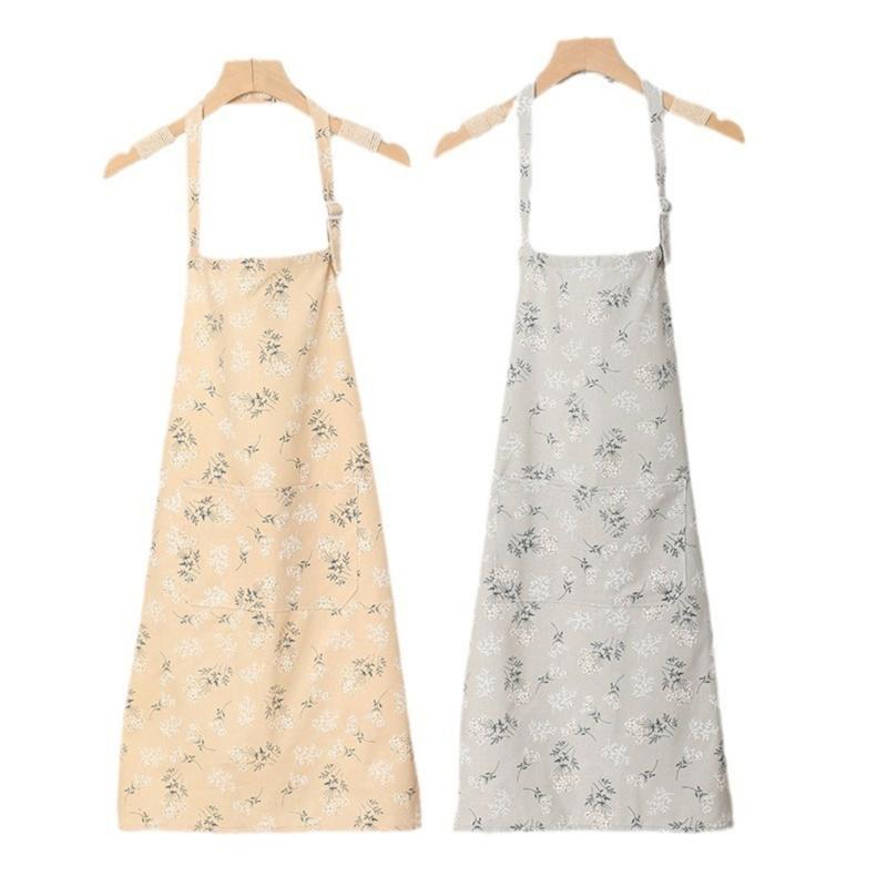 Adjustable Straps Apron Embosseds Fabric Elegant Japanese Styles For Cooking Gardening Crafting Comfortable Soft Materials