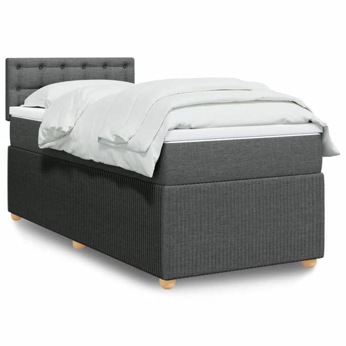 VidaXL Sommier à lattes de lit avec matelas Gris foncé 80x200 cm Tissu 3287298