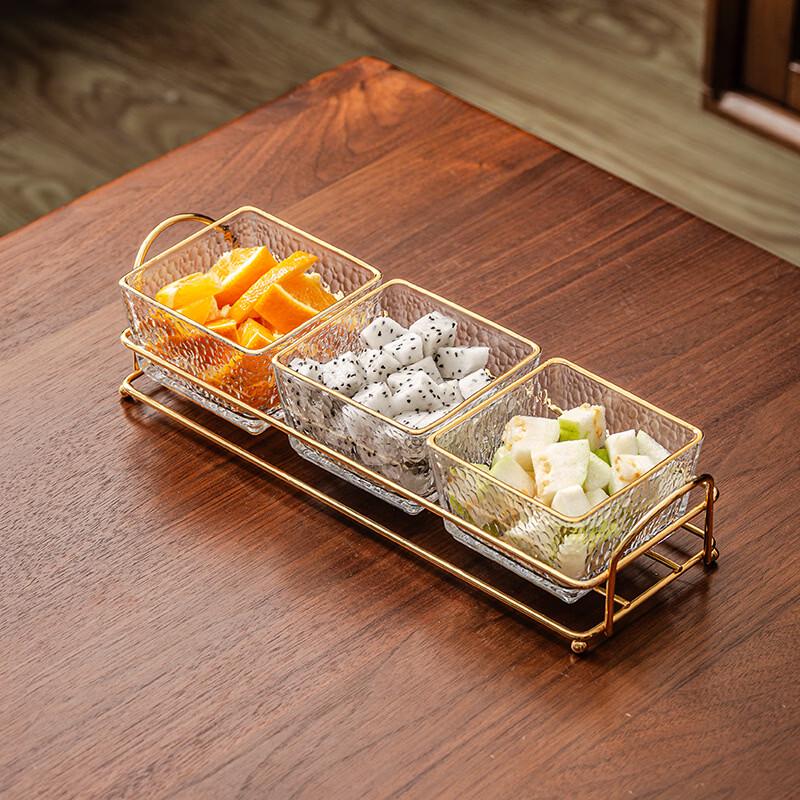 

Hammered Glass Divided Serving Platter Set