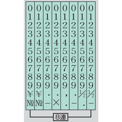 KOKUYO Rotating Stamp, European Numerals, Mincho Type, No. 5 (8 consecutive) IS-5-8