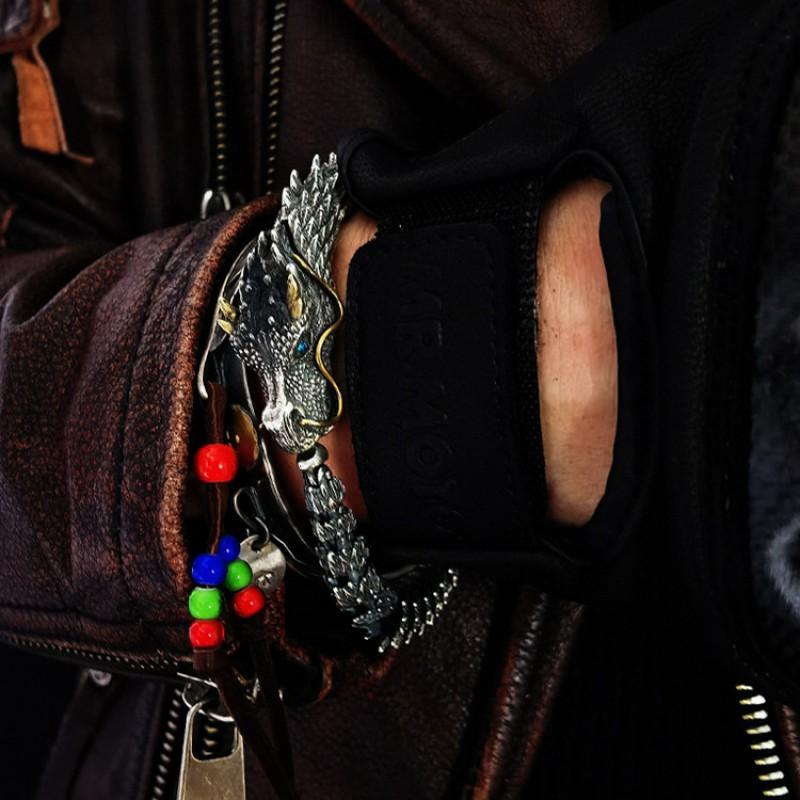 Mens Dragon Bone Style Electroplated Copper Bracelet Retro Bold Fashion Accessory Daily Wear Gift