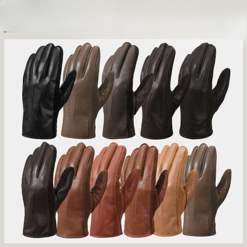 Russian Men's Sheepskin Warm Gloves Plus Velvet Cold Proof Winter Driving and Riding Genuine Leather Fashionable Warm Gloves