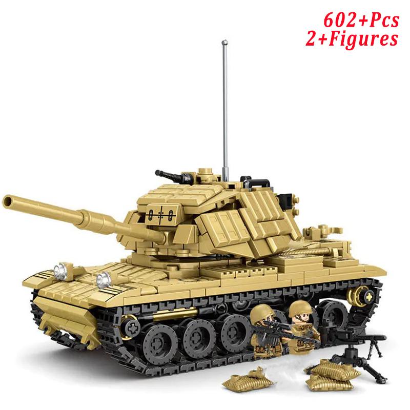 Sluban Military Cannon Assault Armored Vehicle Battle Tank Car Truck Army Weapons Soldier Building Block Model King Kid Toy Gift