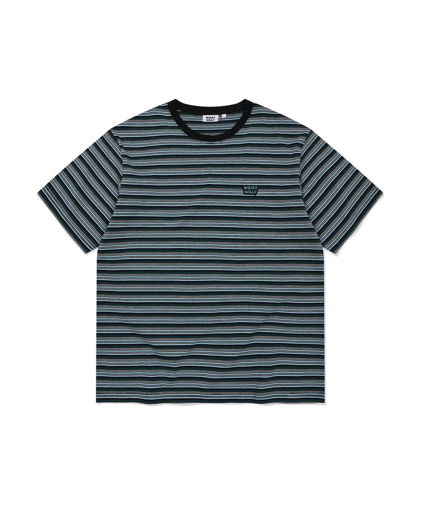 WACKY WILLY Multi-Stripe Short Sleeve T-Shirt Black
