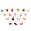 6/12/36pcs Cute Adjustable Rings for  Pretend Play Makeup Toys for Girls Cartoon Crystal Jewelry Alloy Rings Gifts for Girls