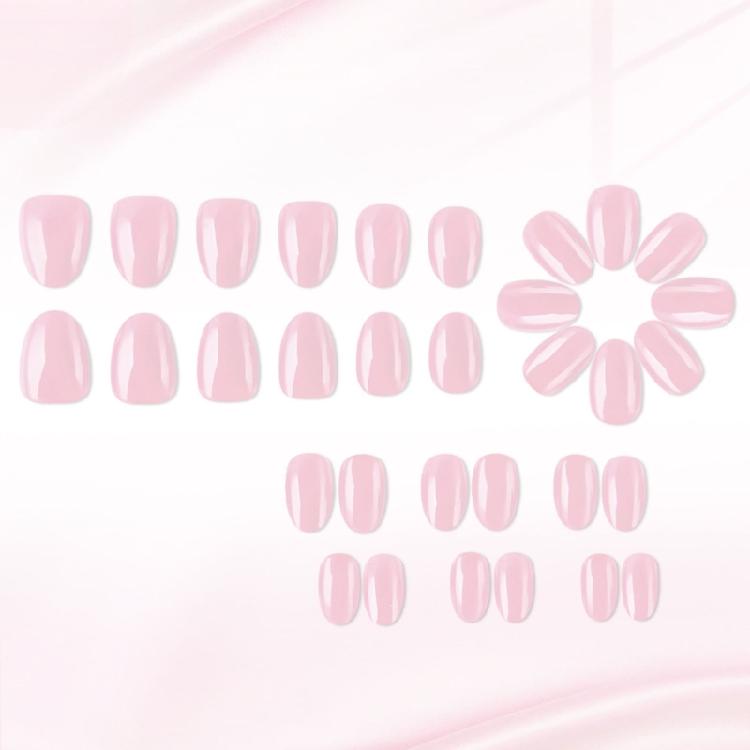 32 PEÇAS Unhas Postiças Rosa Brilhante Formato Oval Curto Unha Artificial ABS Durabilidade E Fácil De Aplicar Para Decorações de Festa de Mulheres