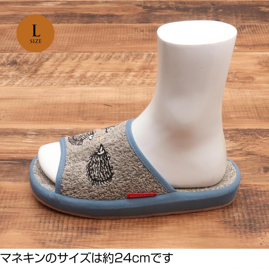 LISA LARSON Sand Hedgehog Slippers and Slippers [Cute] Women's Men's Open-Front (Blue, L)