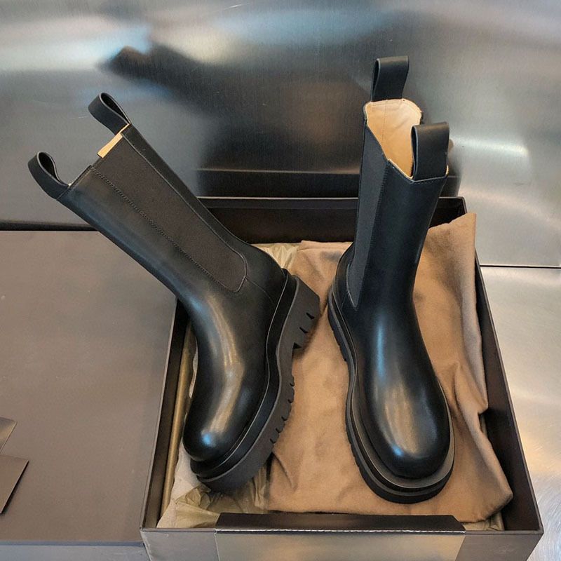 Fashion Leather Platform Half High Boots for Women Autumn Winter Mid Calf Shoes Woman On Offer Waterproof Goth Work Demi-season Pu Boot