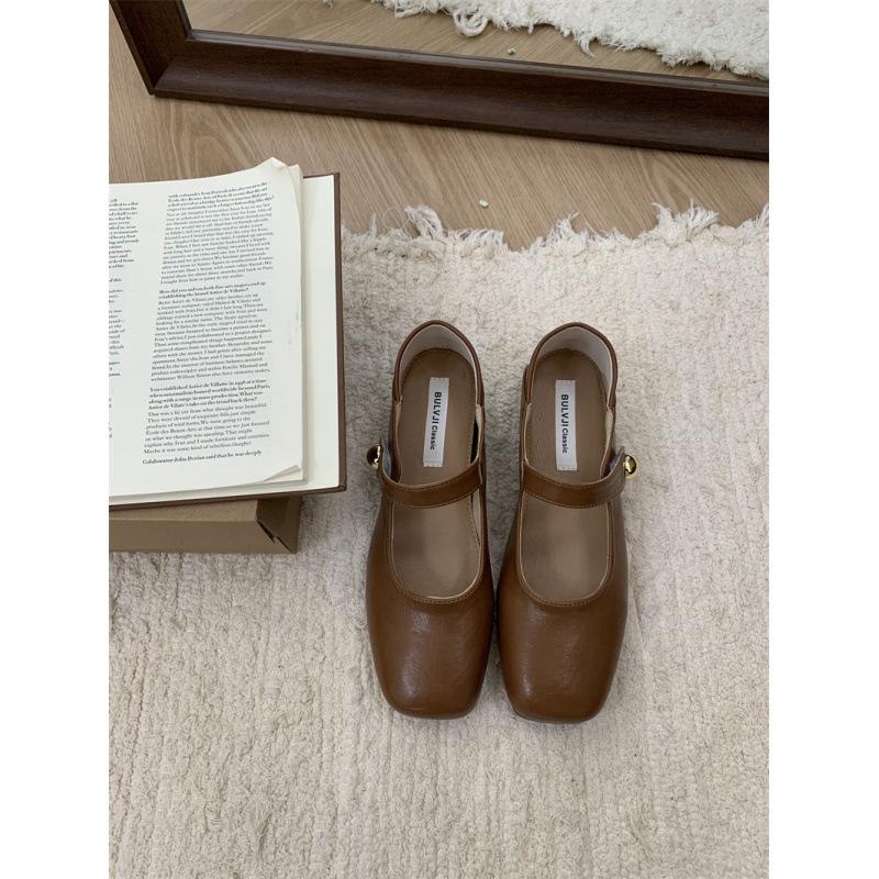 BULVJI cloth season, retro and gentle~ retro square head Mary Jane shoes with inner height increase single shoes for women