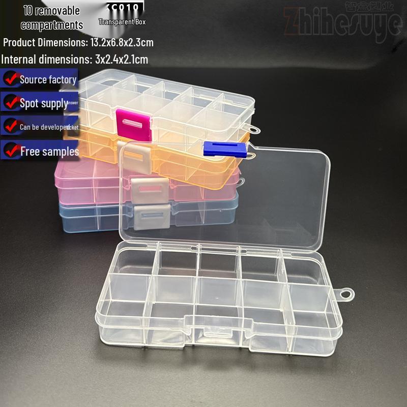 10-Grid Detachable Plastic Storage Box for Tools and Accessories