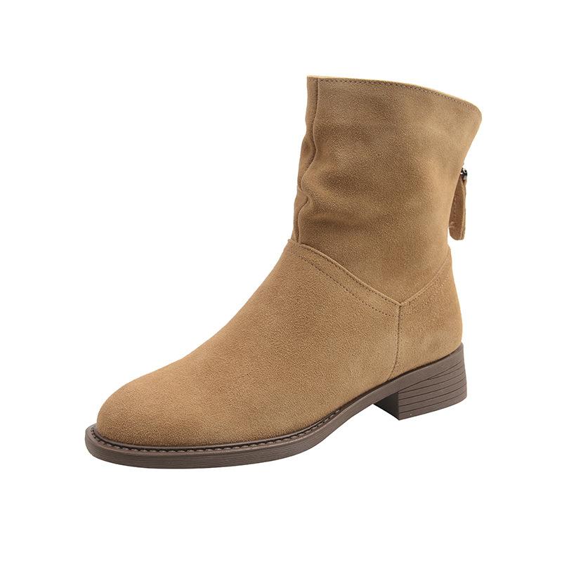 Rear zipper short boots women's 2025 new British style fashion temperament western cowboy Martin boots thin fashion boots