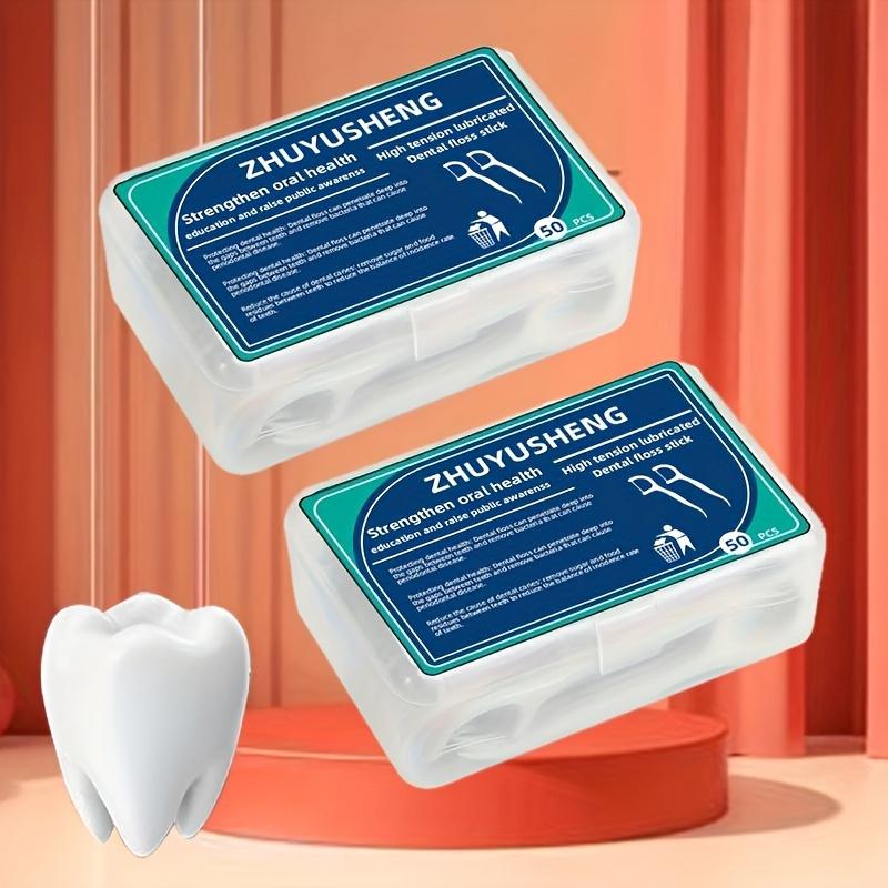 50pcs Count Floss Sticks with Sealed Storage Box Oral Care Portable Disposable Floss Stick, A Must-have for Daily Travel