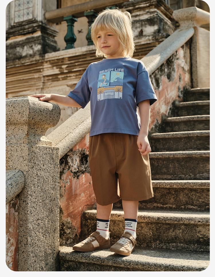 David Bella boys' short sleeved T-shirt summer outfit new children's pure cotton base shirt, medium and large children's top