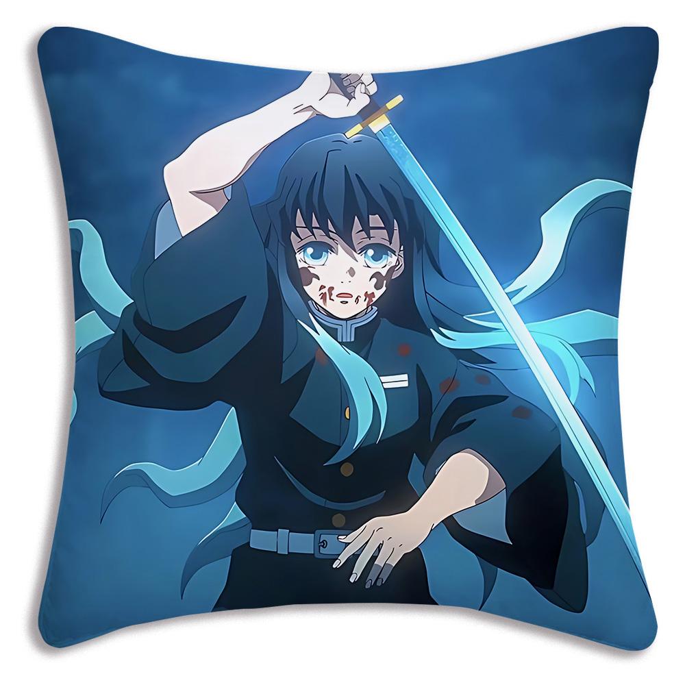 Muichiro Tokito Anime Pillow Covers Cartoon Sofa Decorative Home Doublesided Printing Short Plush Cute Cushion Cover