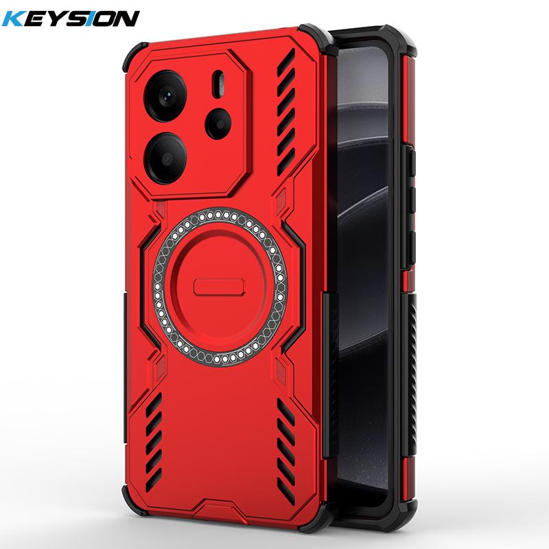 

KEYION Чохол з порожнинами для відведення тепла для Redmi Note 14 4G 5G Силікон+ПК Магнітне охолодження Ударостійкий чохол для телефону для Redmi Note 14 5G for Redmi Note 14 червоний