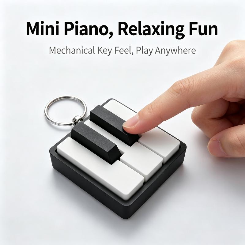 Piano Keyboard Clicker Keychain Mini Anti Stress Fidget Toy Portable Sensory Toy for Students Office Desk Home Party