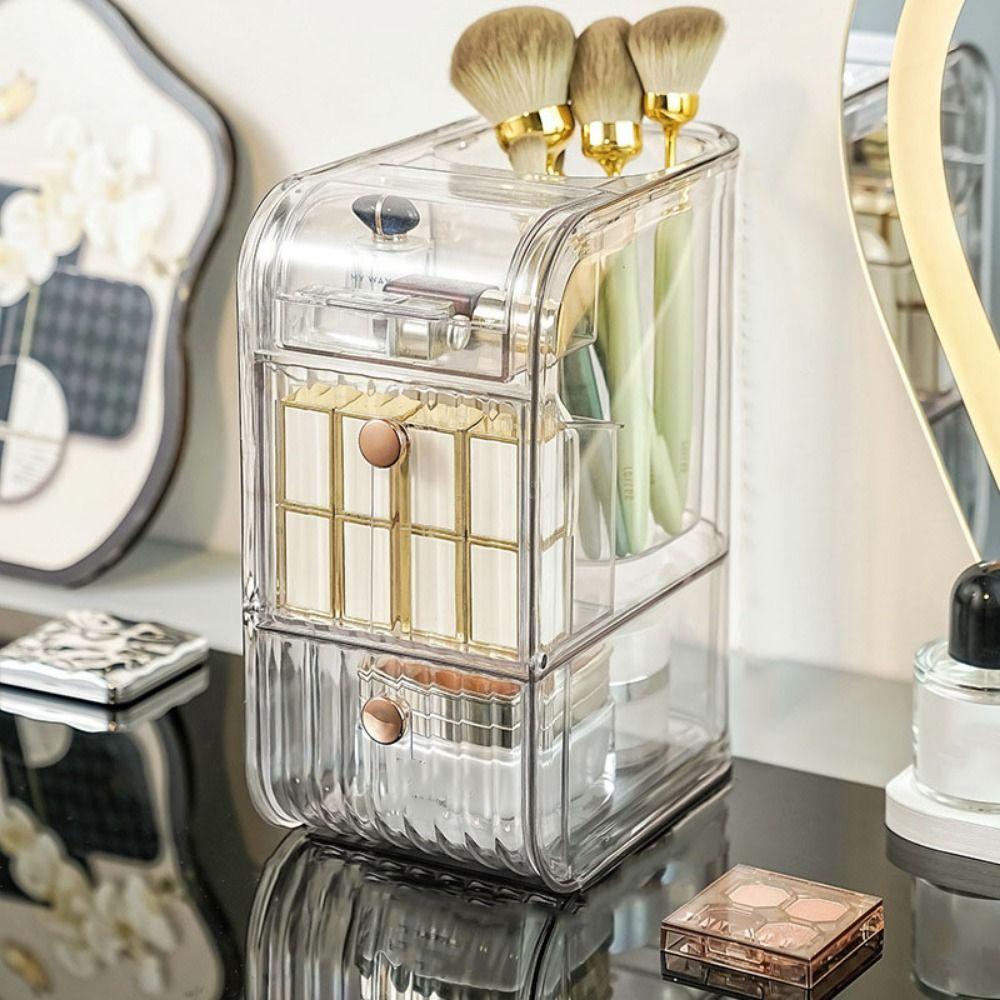 Plastic Cosmetic Storage Box Space Saving Makeup Storage Container Stationery Storage Box  for Home