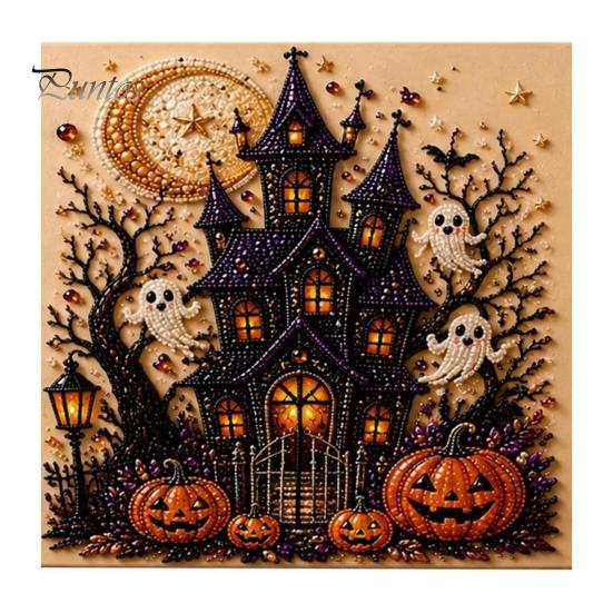 Handgefertigte Wanddekoration für Halloween, Perlen-Kunst-Set, Hexe Geist Malerei DIY Kürbis Diamant Gruseliges Bastelset für Erwachsene, Kreatives Feiertagsgeschenk für Liebhaber