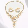 Bohemian Retro Spiral Snail Pendant Y-shaped Necklace Stud Earrings Set Female Elegance and Exquisite