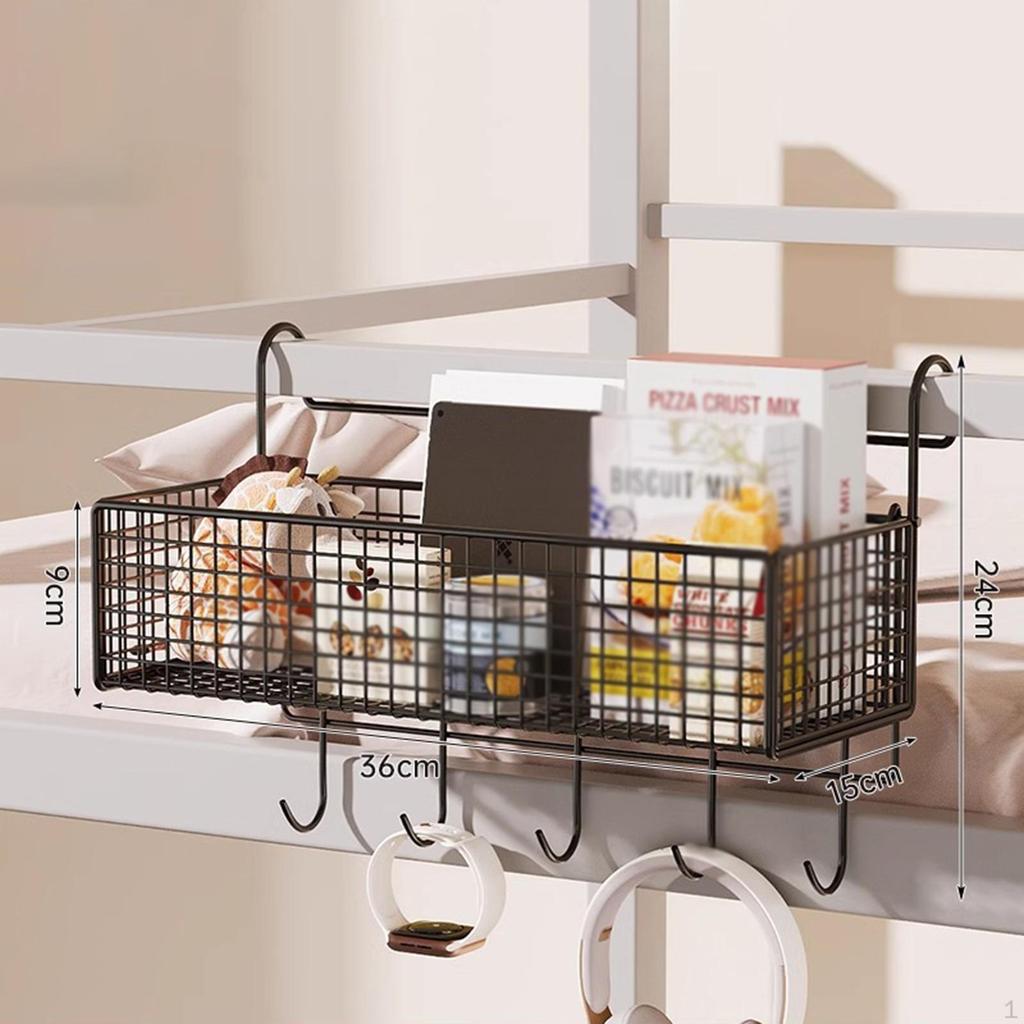 Bedside Hanging Storage Basket Beside Shelf Iron Rack Organizer for Cubical Wall Dormitory Apartment